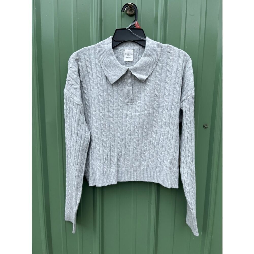 Women’s Cable Knit Collared Pullover Sweater Shirt Size M